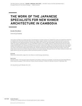The Work of the Japanese Specialists for New Khmer Architecture in Cambodia