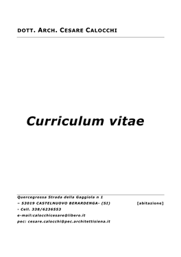 Curriculum Arch. Cesare Calocchi