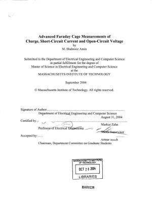 Advanced Faraday Cage Measurements of Charge, Short-Circuit Current and Open-Circuit Voltage by M