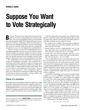 Suppose You Want to Vote Strategically