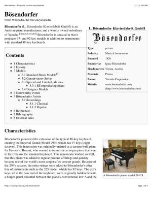 Bösendorfer - Wikipedia, the Free Encyclopedia 1/5/14, 3:08 PM Bösendorfer from Wikipedia, the Free Encyclopedia