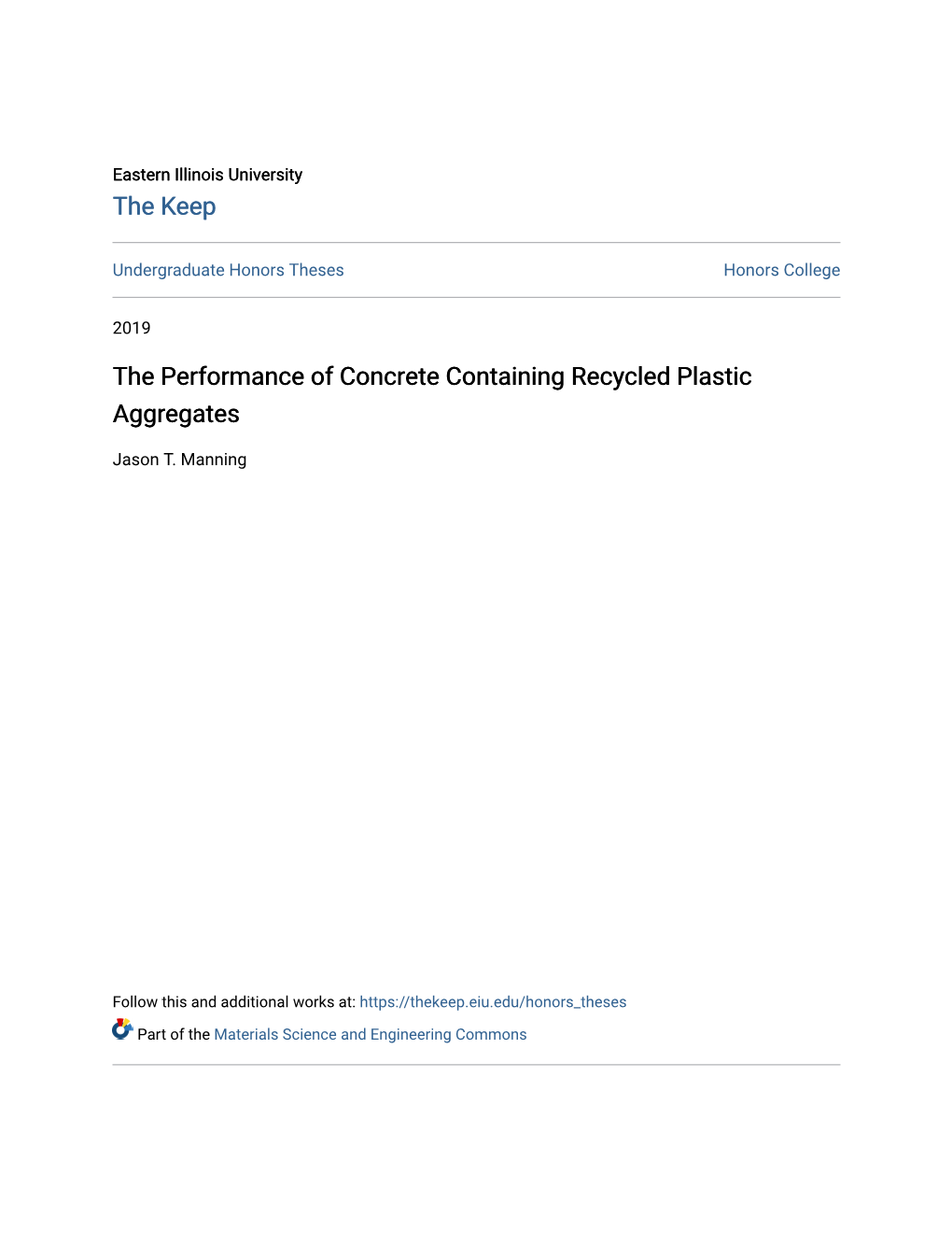 The Performance of Concrete Containing Recycled Plastic Aggregates