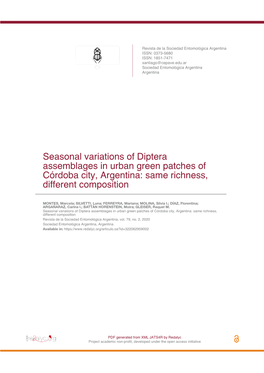 Seasonal Variations of Diptera Assemblages in Urban Green Patches of Córdoba City, Argentina: Same Richness, Different Composition