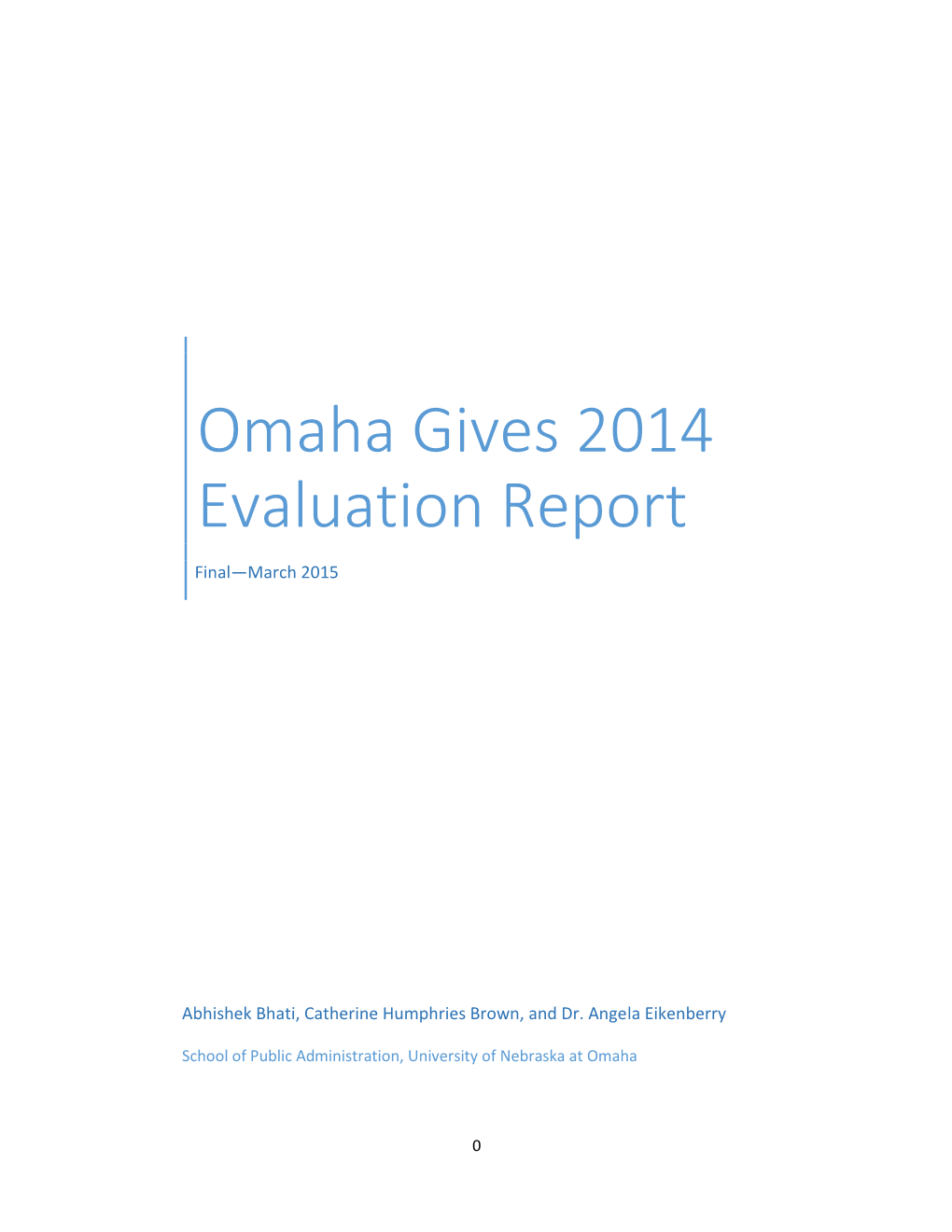 Omaha Gives 2014 Evaluation Report