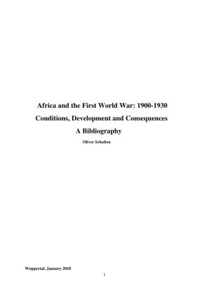Bibliography Africa First World War 2018