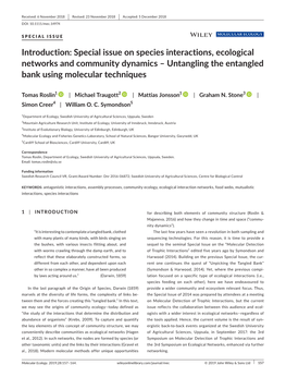 Special Issue on Species Interactions, Ecological Networks and Community Dynamics – Untangling the Entangled Bank Using Molecular Techniques
