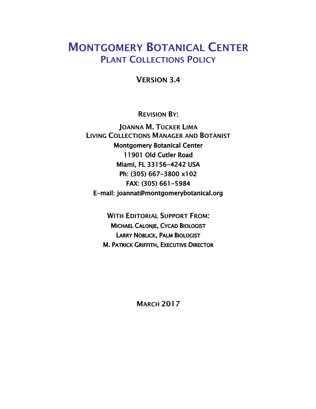 MBC Plant Collections Policy Ver