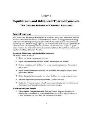 Equilibrium and Advanced Thermodynamics the Delicate Balance of Chemical Reactions