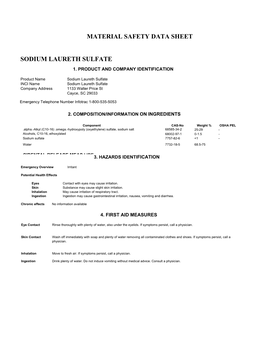Material Safety Data Sheet Sodium Laureth Sulfate