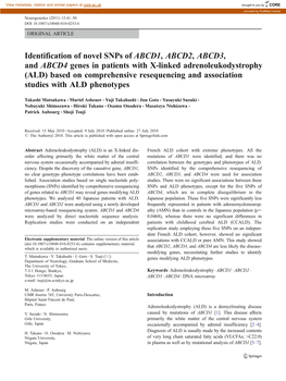 Identification of Novel Snps of ABCD1, ABCD2, ABCD3