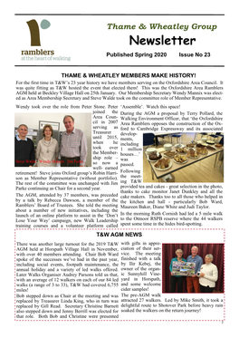 Newsletter Published Spring 2020 Issue No 23