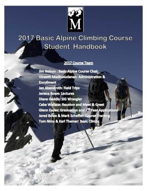 Mountaineers Basic Alpine Climbing Course 2011 Student Handbook