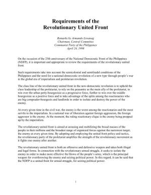 Requirements of the Revolutionary United Front