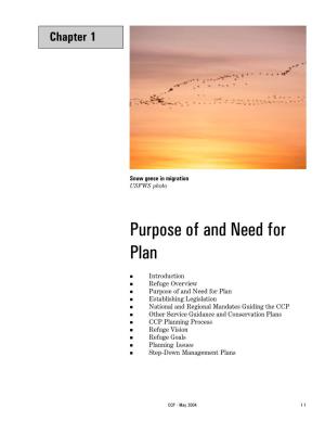 Purpose of and Need for Plan