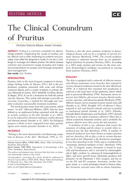 The Clinical Conundrum of Pruritus Victoria Garcia-Albea, Karen Limaye