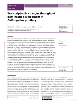 Transcriptomic Changes Throughout Post-Hatch Development in Gallus Gallus Pituitary