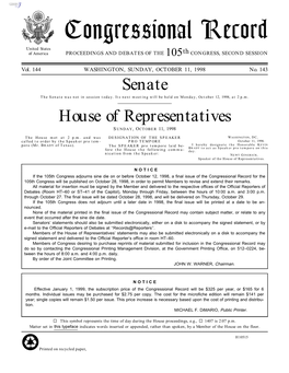 Congressional Record United States of America PROCEEDINGS and DEBATES of the 105Th CONGRESS, SECOND SESSION