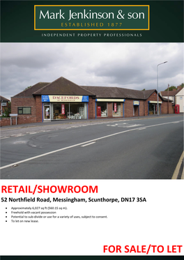 FOR SALE/TO LET RETAIL/SHOWROOM 52 Northfield