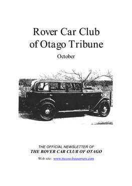 Rover Car Club of Otago Tribune