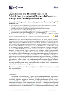 Crystallization and Thermal Behaviors of Poly(Ethylene Terephthalate)/Bisphenols Complexes Through Melt Post-Polycondensation