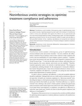 Noninfectious Uveitis Open Access to Scientific and Medical Research DOI