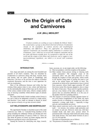 On the Origin of Cats and Carnivores