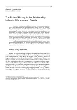 The Role of History in the Relationship Between Lithuania and Russia