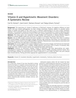 Vitamin D and Hyperkinetic Movement Disorders: a Systematic Review