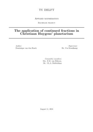The Application of Continued Fractions in Christiaan Huygens' Planetarium