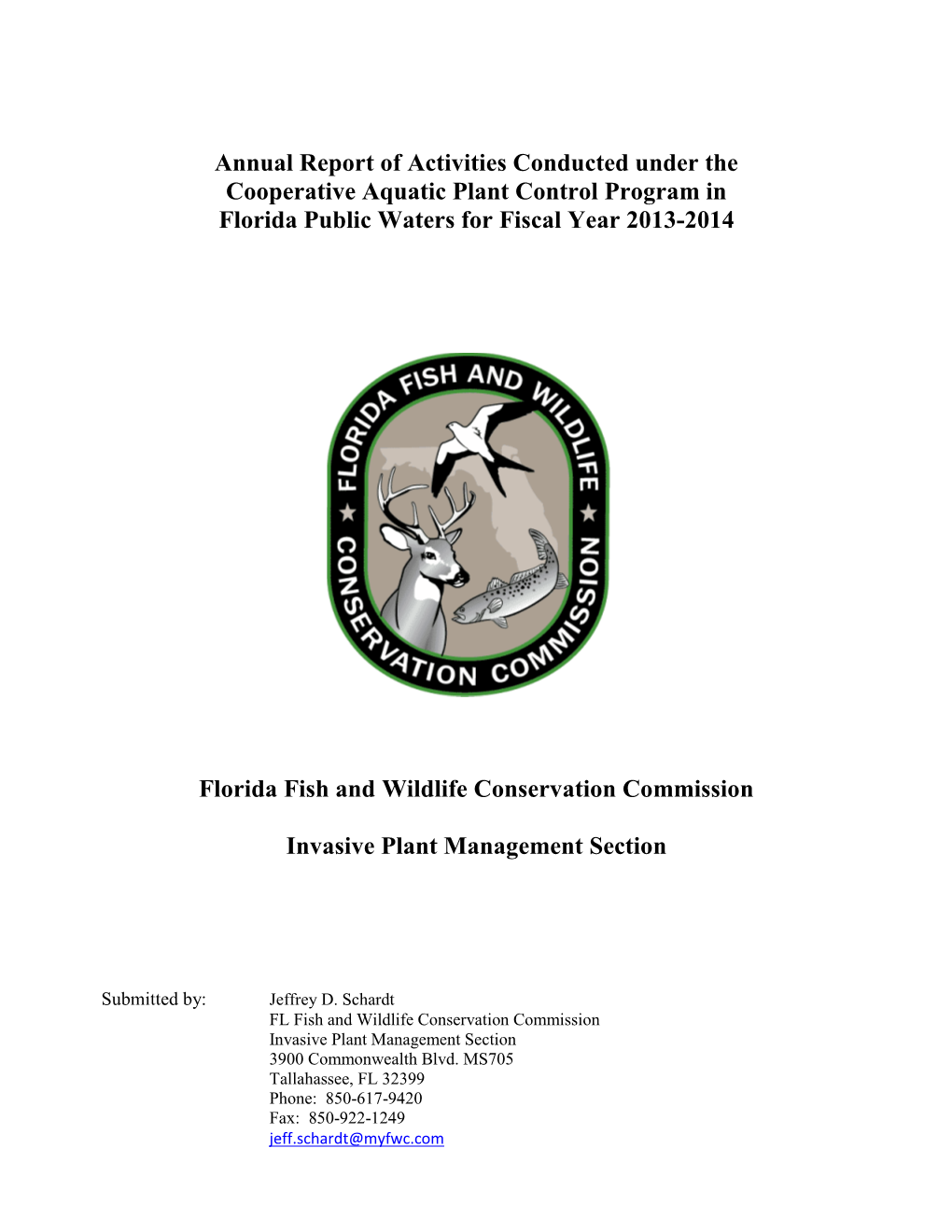 Annual Report of Activities Conducted Under the Cooperative Aquatic Plant Control Program in Florida Public Waters for Fiscal Year 2013-2014