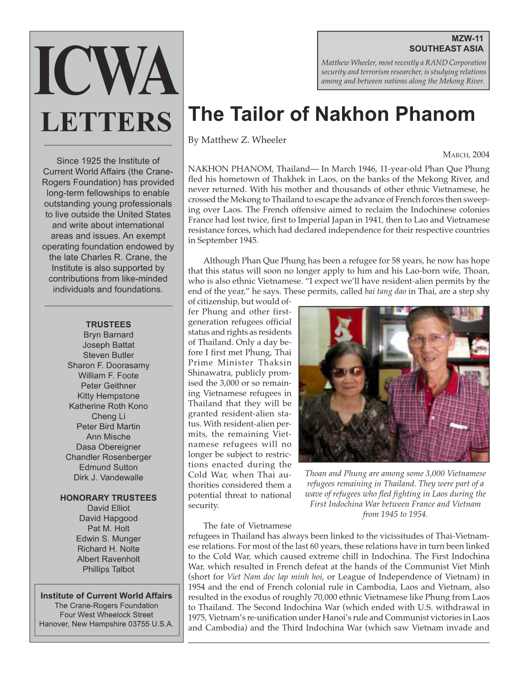 The Tailor of Nakhon Phanom by Matthew Z