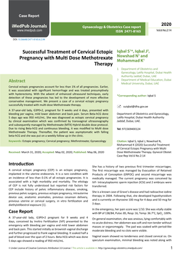 Successful Treatment of Cervical Ectopic Pregnancy with Multi Dose