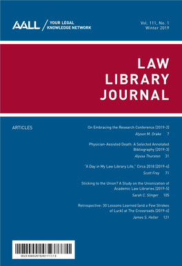 Law Library Journal / Vol. 111, No. 1 / Winter 2019