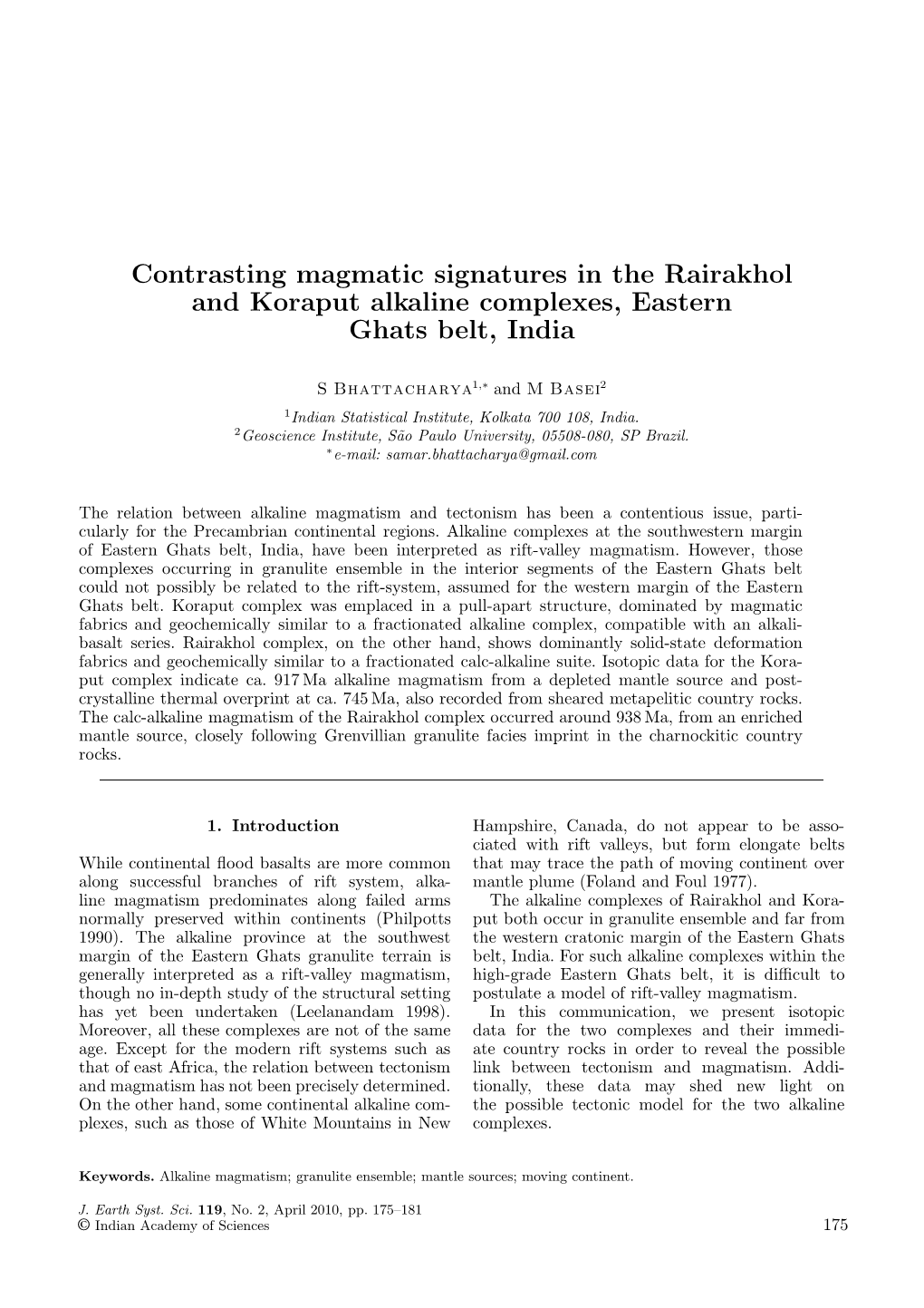 Contrasting Magmatic Signatures in the Rairakhol and Koraput Alkaline Complexes, Eastern Ghats Belt, India