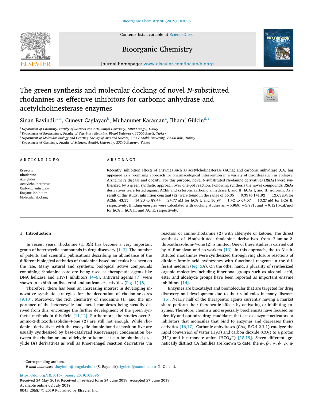 The Green Synthesis and Molecular Docking of Novel N-Substituted