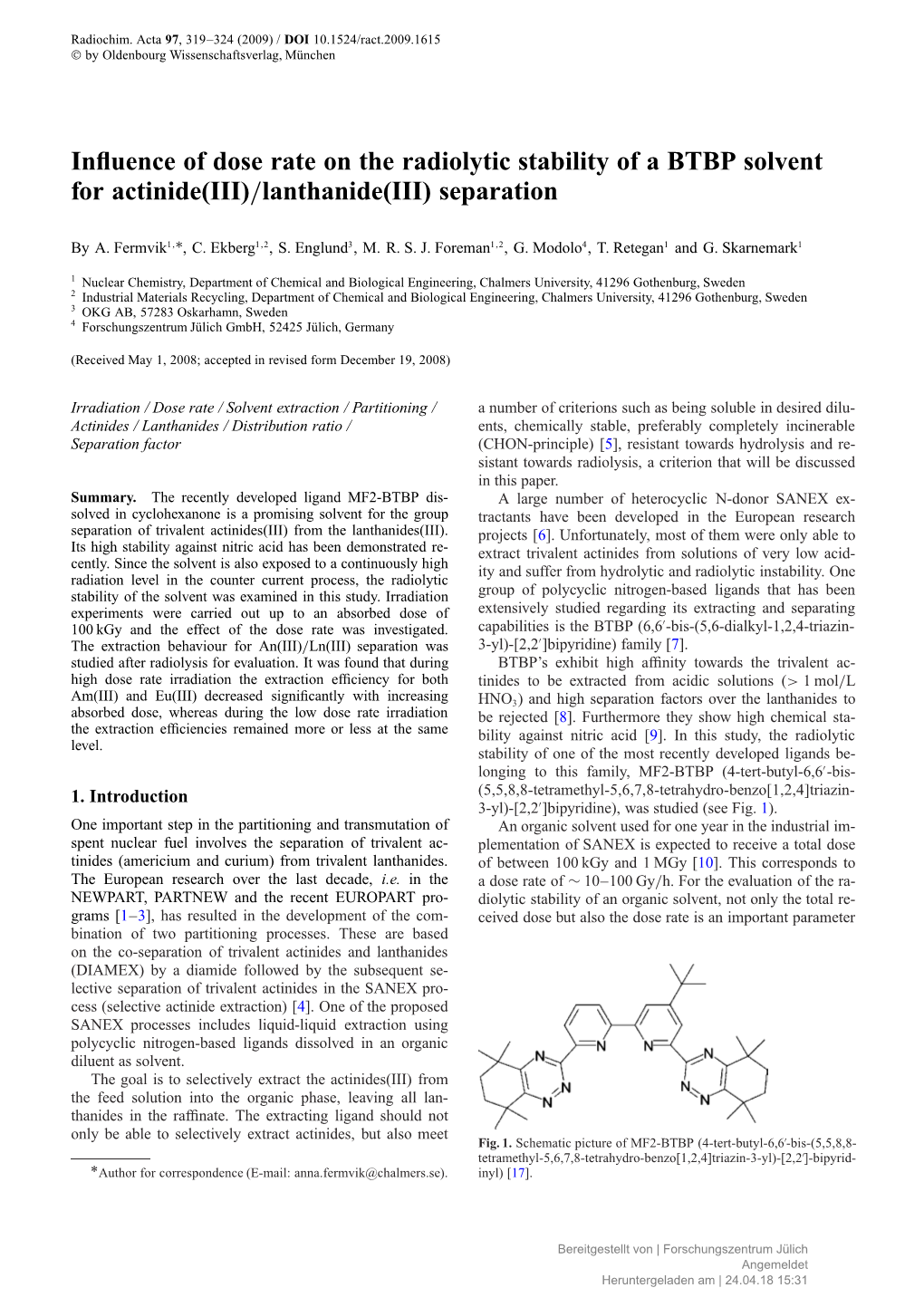 Influence of Dose Rate on the Radiolytic Stability of a BTBP Solvent For