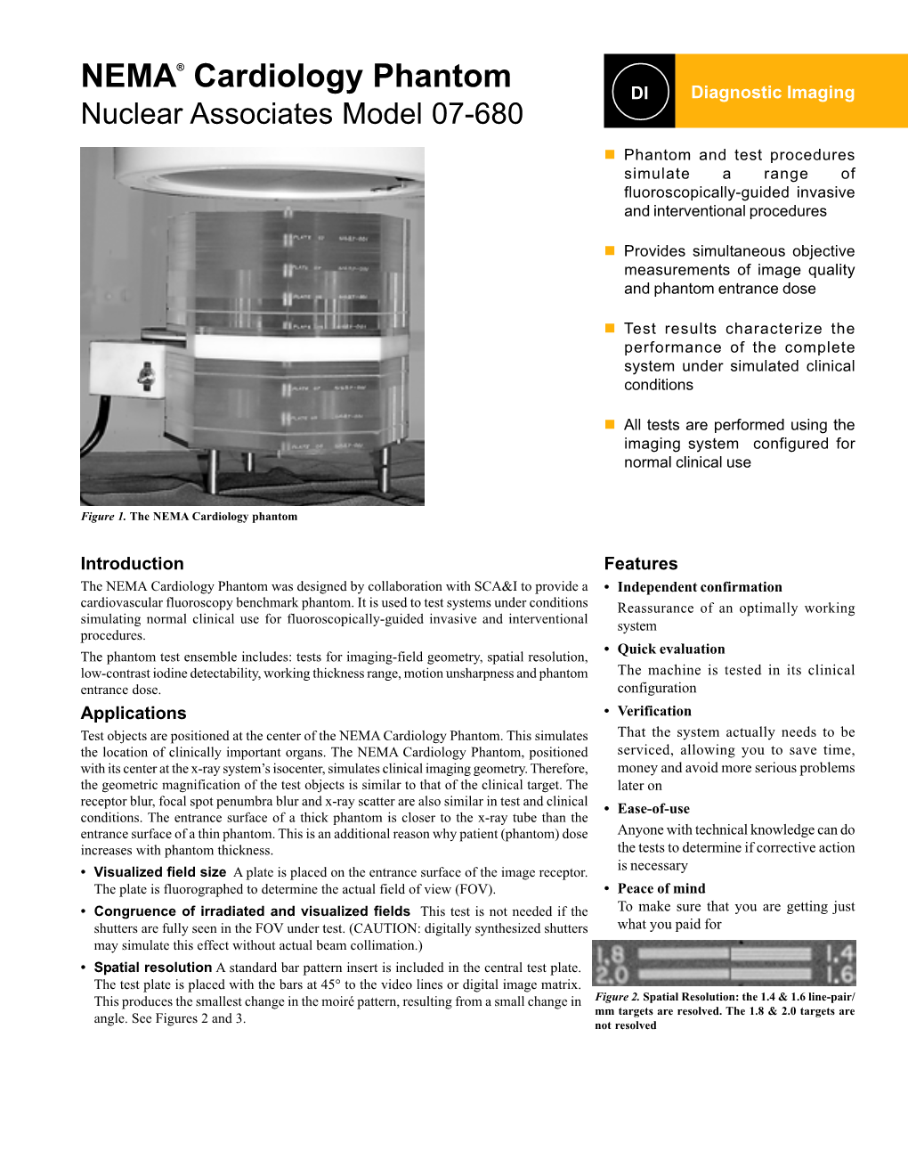 NEMA® Cardiology Phantom DI Diagnostic Imaging Nuclear Associates Model 07-680