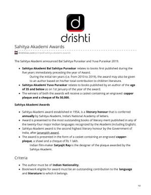 Sahitya Akademi Awards