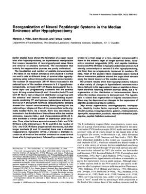 Reorganization of Neural Peptidergic Eminence After Hypophysectomy