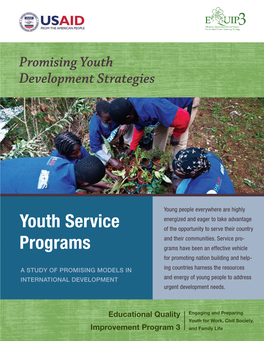 Youth Service Programs a Study of Promising Models in International Development