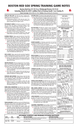 BOSTON RED SOX SPRING TRAINING GAME NOTES Boston Red Sox (11-15-1) Vs