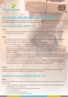 Key Elements of the ILO Standards on Forced Labour