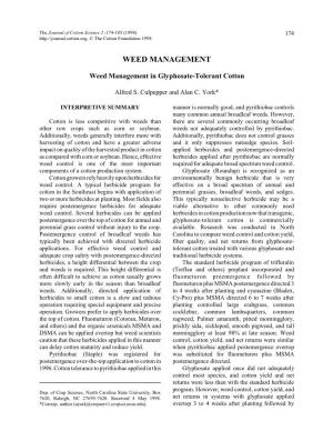 Weed Management in Glyphosate-Tolerant Cotton 175