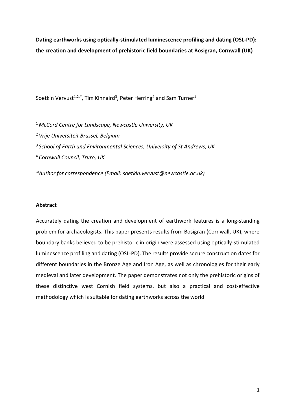 Dating Earthworks Using Optically-Stimulated Luminescence