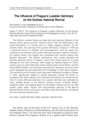 The Influence of Prague's Lusatian Seminary on the Sorbian National