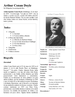 Arthur Conan Doyle De Wikipedia, La Enciclopedia Libre