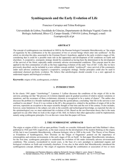 Symbiogenesis and the Early Evolution of Life