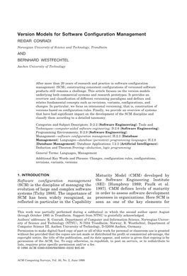 Version Models for Software Configuration Management