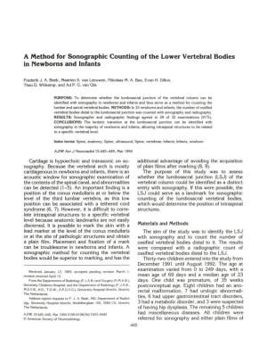 A Method for Sonographic Counting of the Lower Vertebral Bodies in Newborns and Infants
