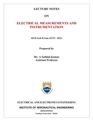 Electrical Measurements and Instrumentation